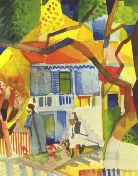 サンジェルマンのカントリーハウスのパティオ オーガスト・マッケ Oil Paintings